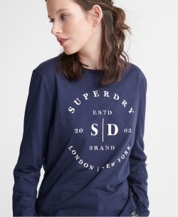 SUPERDRY TILLY LACE LS GRAPHIC TOP Navy