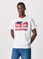 Pepe Jeans ADELARD T-SHIRT MIT FLAGGEN UND LOGO Weiss