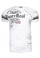 RUSTY NEAL T-Shirt mit Seitlicher Knopfleiste und Logo-Print